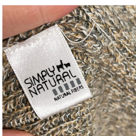 Simply Natural Womens Open Front Alpaca Cardigan Sweater Brown Pockets Neutral - Picture 10 of 11